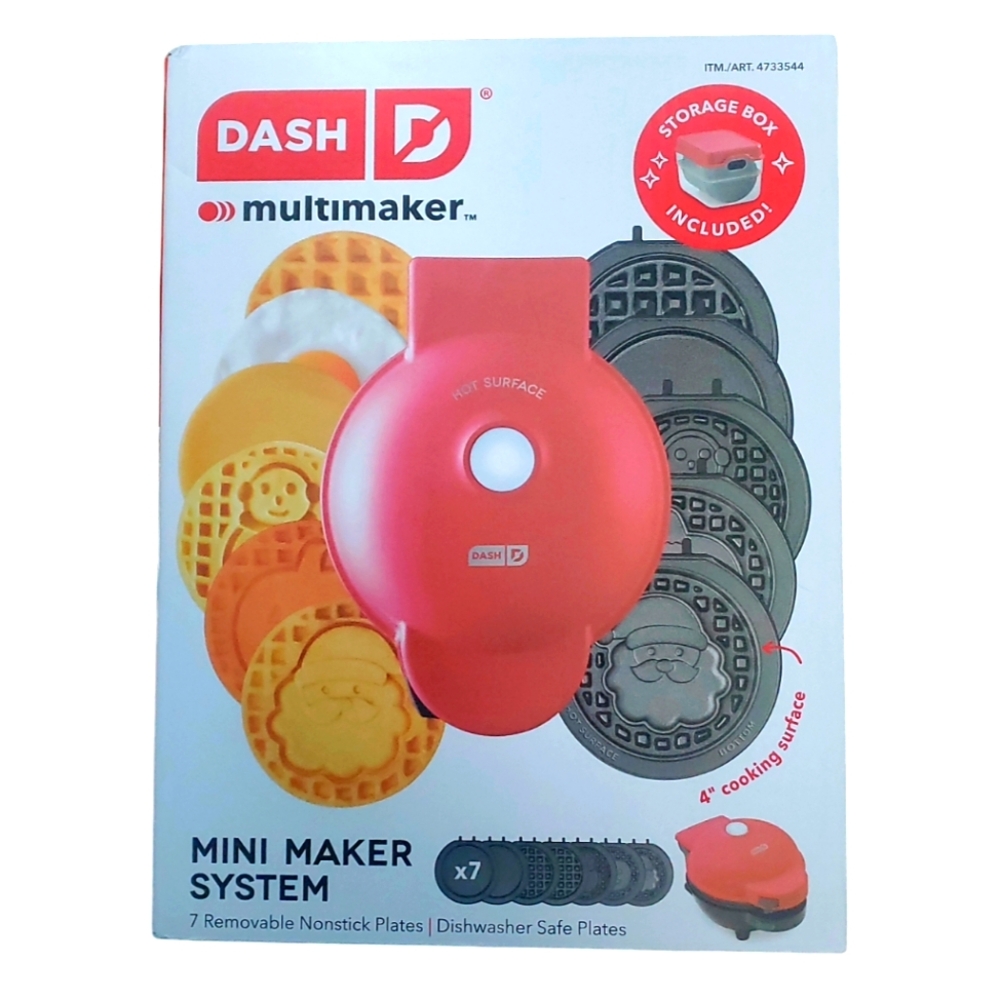 Dash Multi-Plate Mini Waffle Maker 7 Removable Plates Recipie Included NIB
